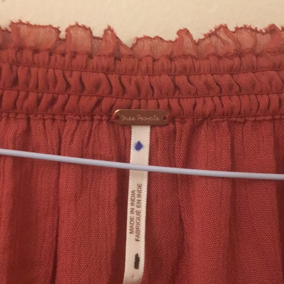 Free People Rust Orange Blouse Banda Crinkle - Picture 6 of 16